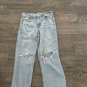 American Eagle Outfitters Light Blue Distressed Straight Jeans